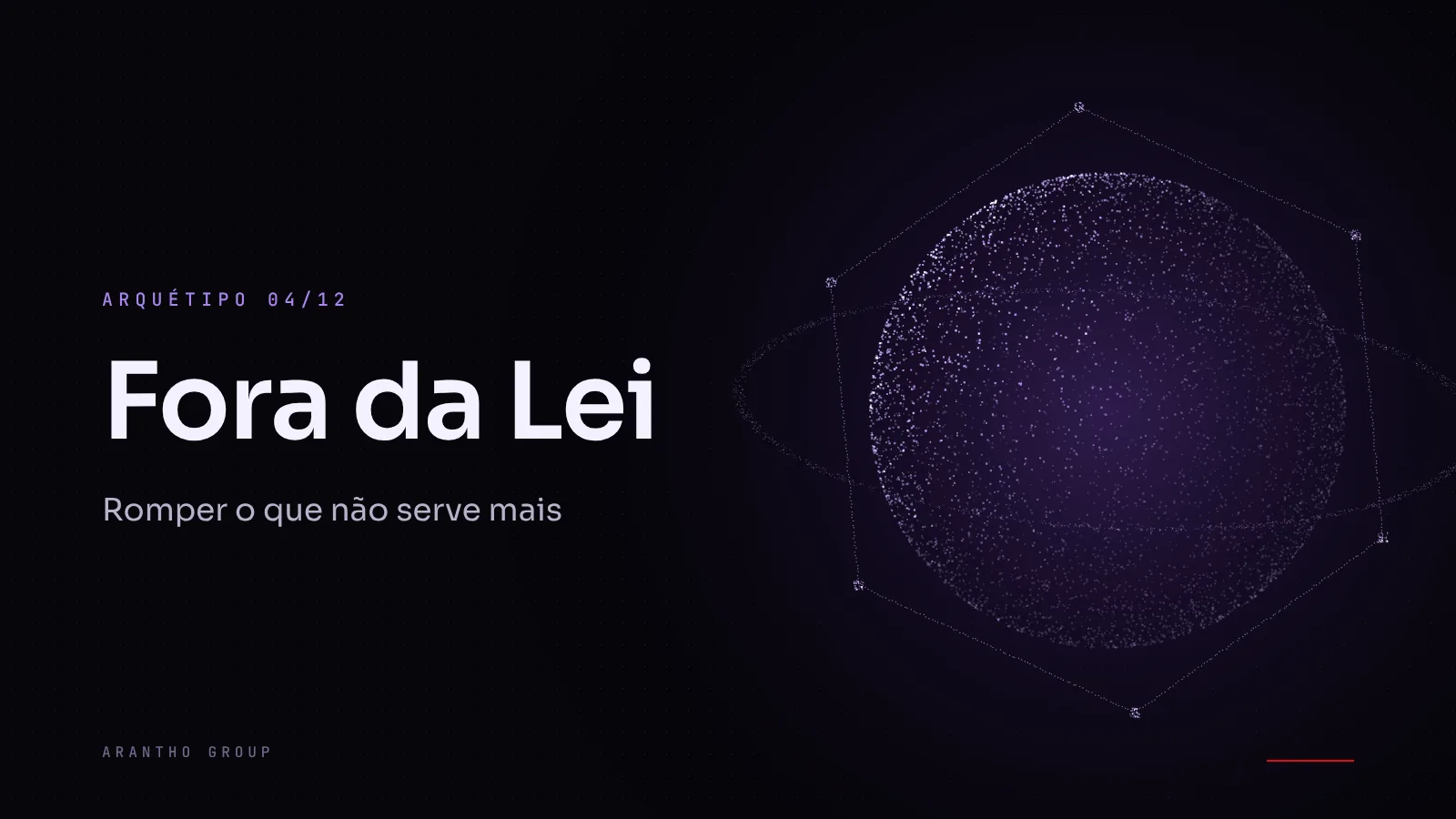 Arte abstrata em alto contraste com formas angulares rompendo uma grade e o título arquétipo Fora da Lei