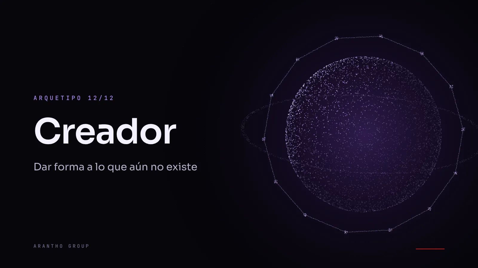 Portada abstracta con trazos y formas en construcción en tonos morados y el nombre Arquetipo Creador destacado