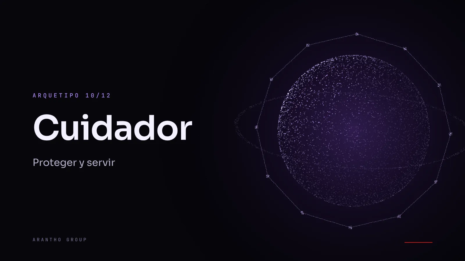 Portada abstracta con formas redondeadas que se envuelven entre sí en tonos morados y el nombre Arquetipo Cuidador destacado