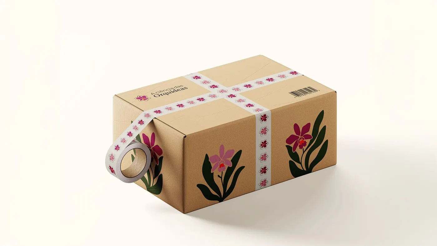 Shipping box with custom tape
