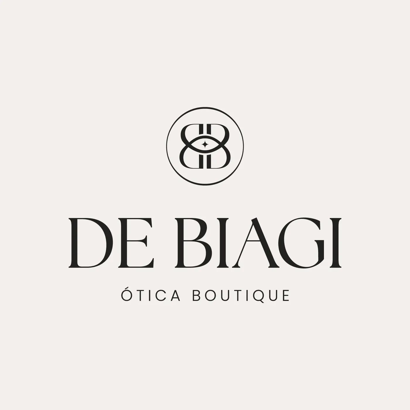 De Biagi Ótica Boutique logo on a sand background