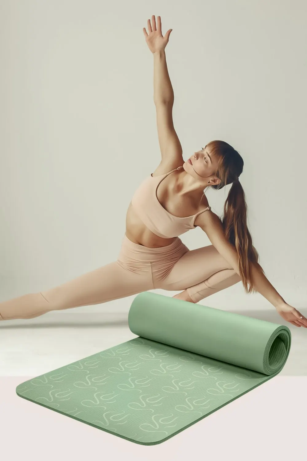Yoga mat with the brand pattern