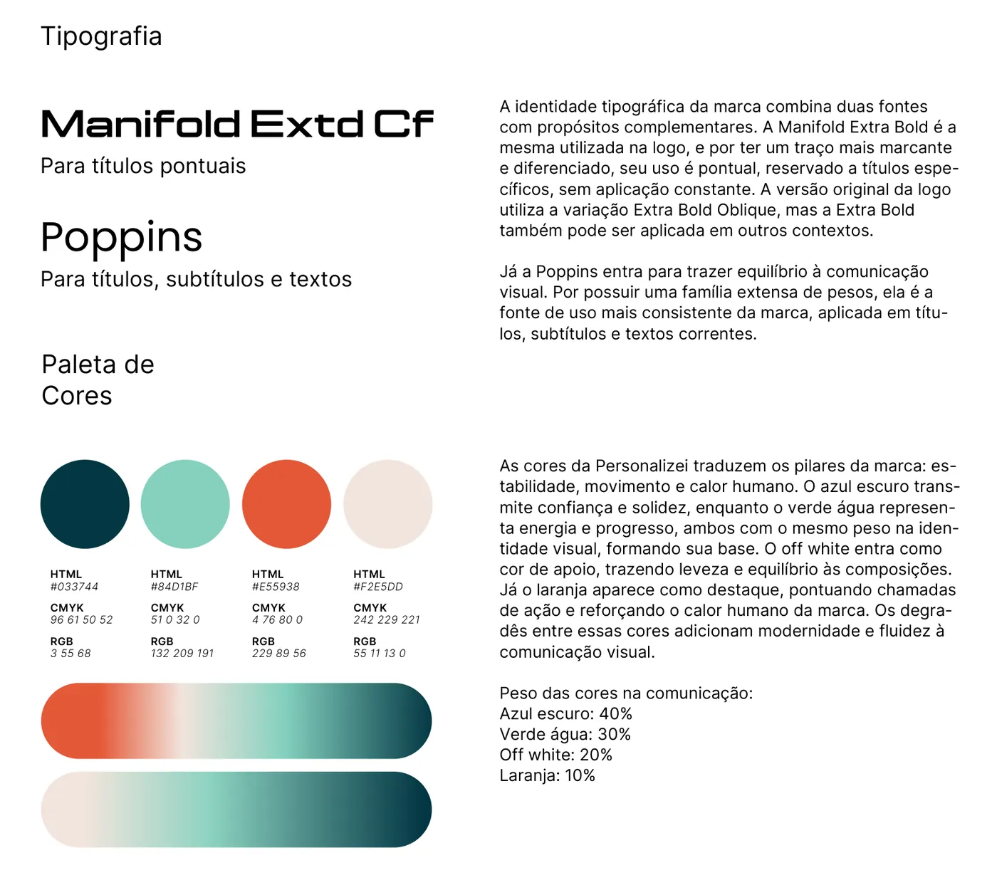 Personalizei typography and color palette