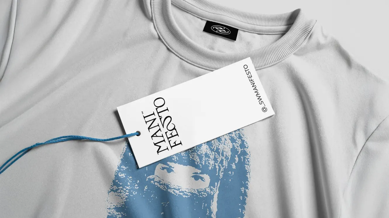 T-shirt with SW Manifesto label and hang tag